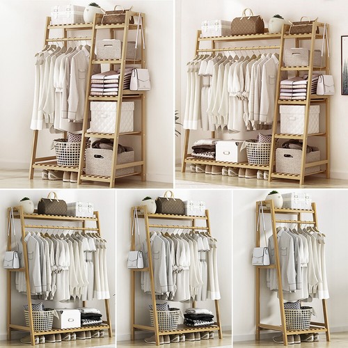 Wood clothes rail rack garment - rack,